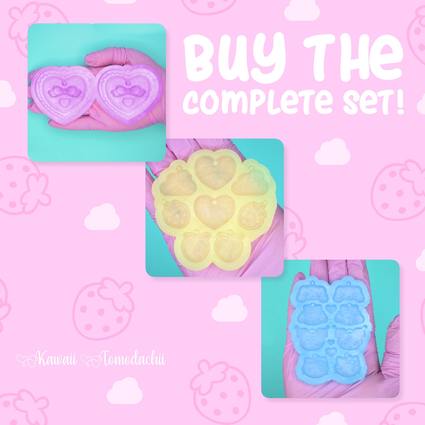 Ruffle Heart "Hoop" Style Earrings Silicone Mold for Resin Casting (With Optional Charm Molds!)