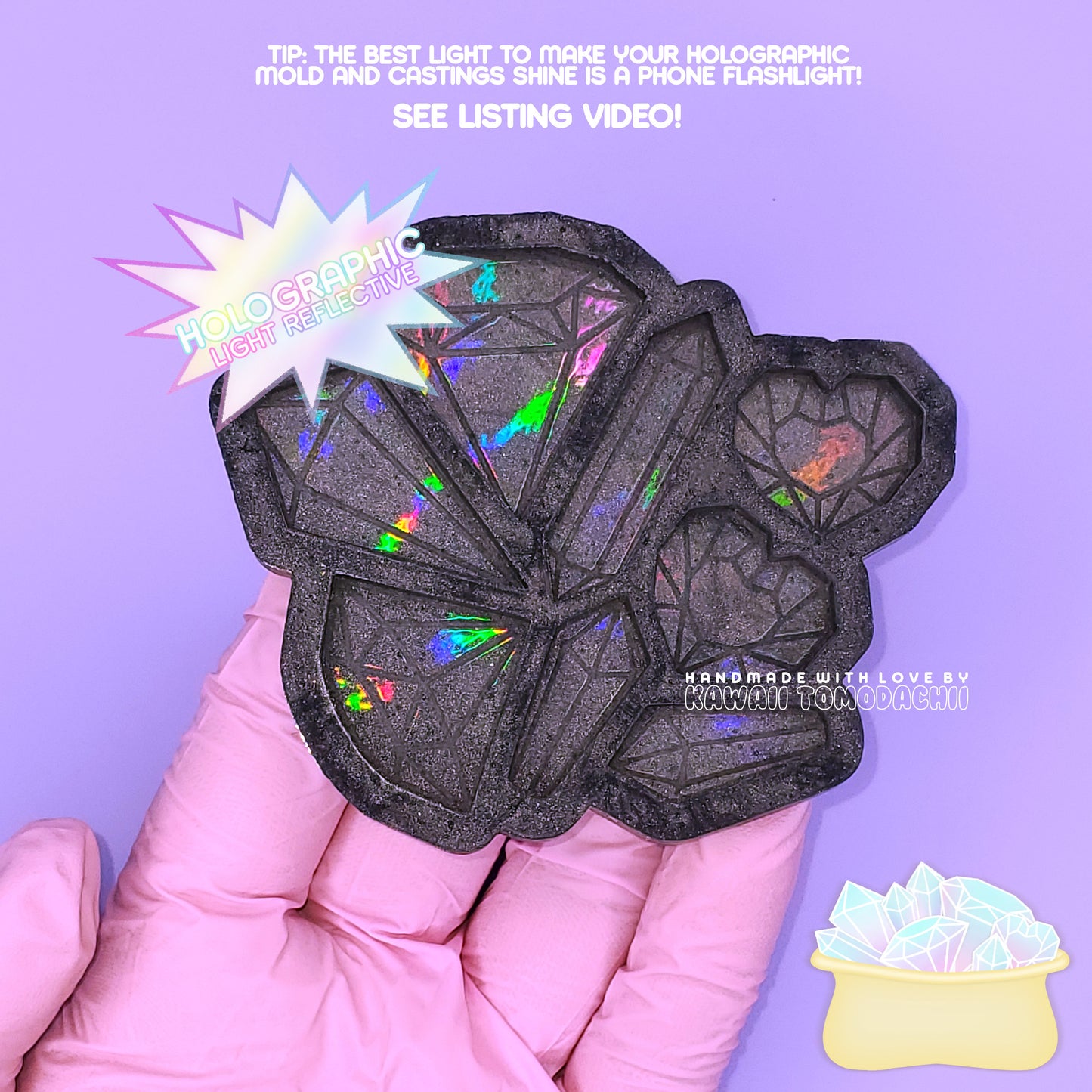 HOLOGRAPHIC Diamonds / Crystals Silicone Mold