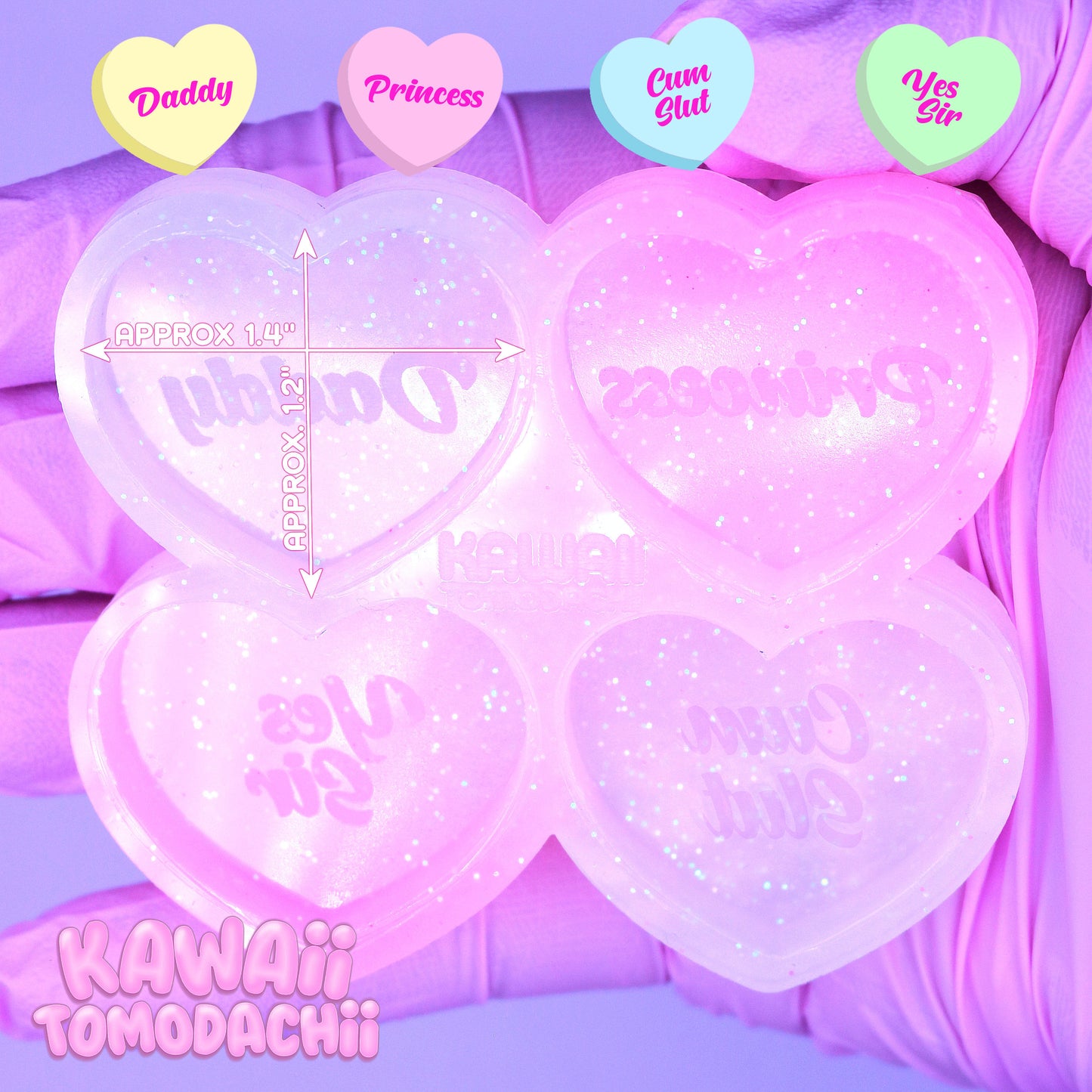 DDLG - ADULT KINK Candy Heart Charm Size Cabochon Mold