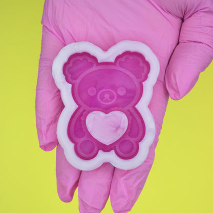 Kawaii Bear Plush Holding Heart or With Sakura Belly - You Choose! Shaker Mold