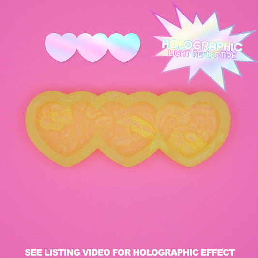 HOLOGRAPHIC Heart Barrette Silicone Mold